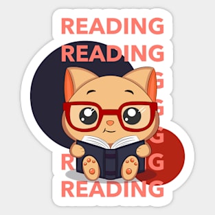 Cat Reading a Book Sticker